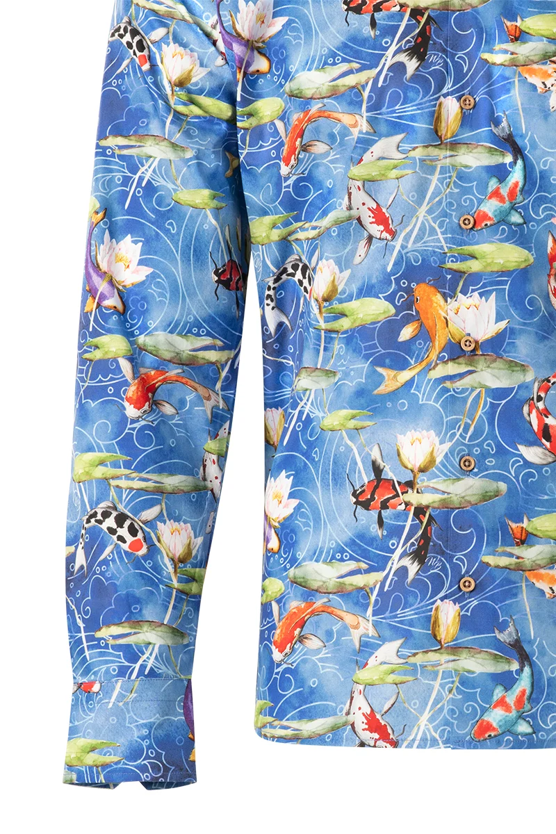 Koi Carpers Print Long Sleeve Shirt for Men