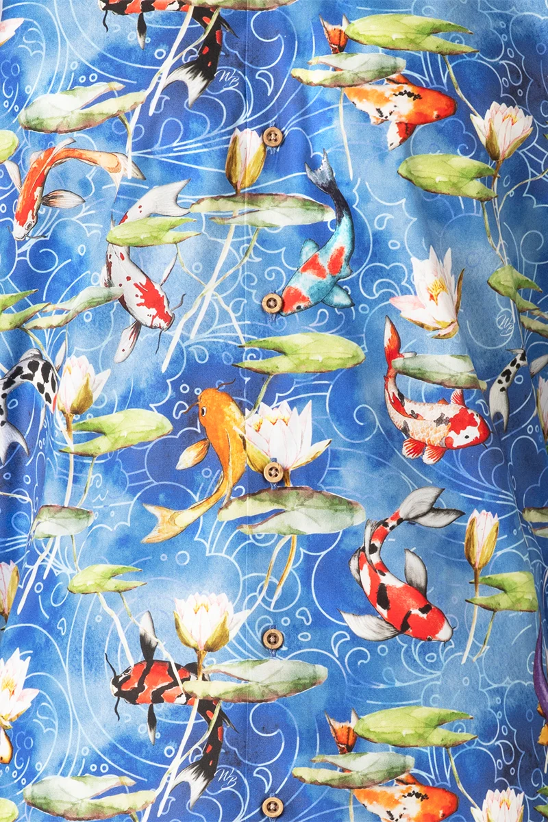 Koi Carpers Print Long Sleeve Shirt for Men