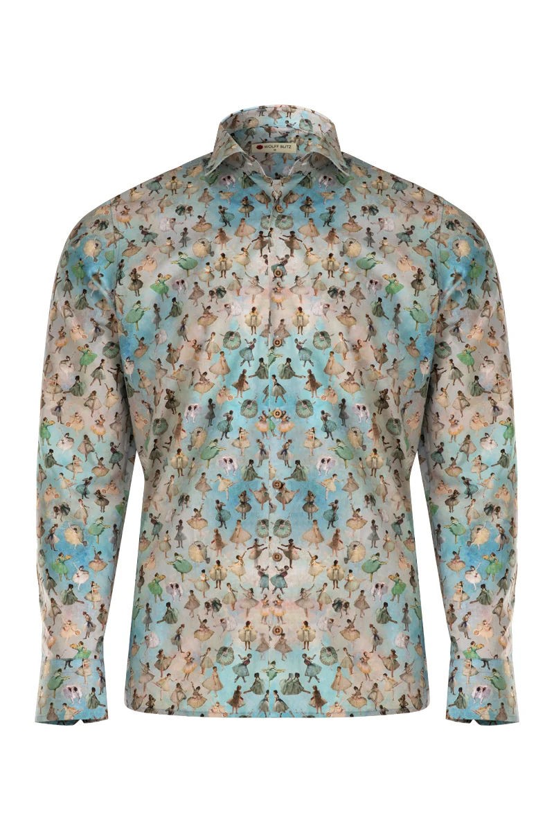 Ballerinas of Edgar Degas Inspired Print Long Sleeve Shirt for Men