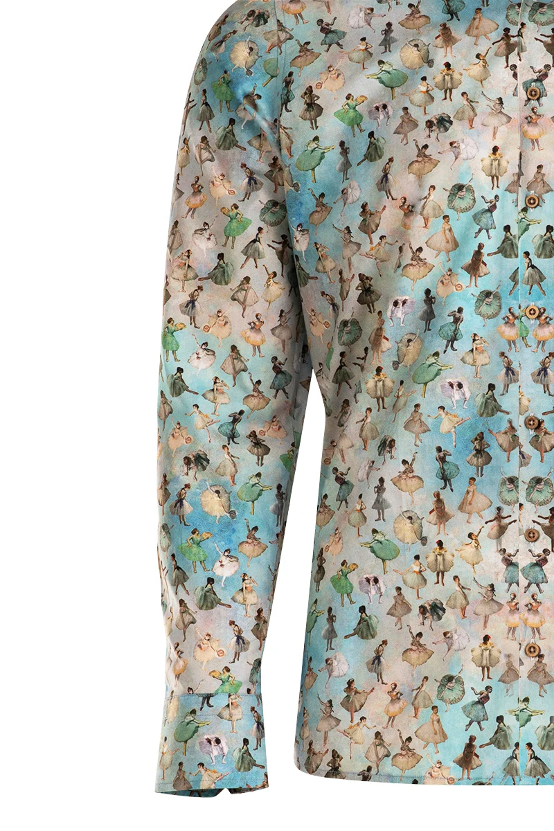 Ballerinas of Edgar Degas Inspired Print Long Sleeve Shirt for Men