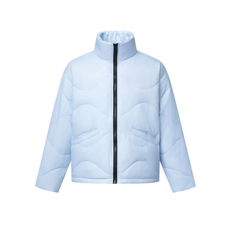 Damen Kurz geschnittene wattierte Steppjacke mit Wellensteppung und hohem Stehkragen Nord Taschen