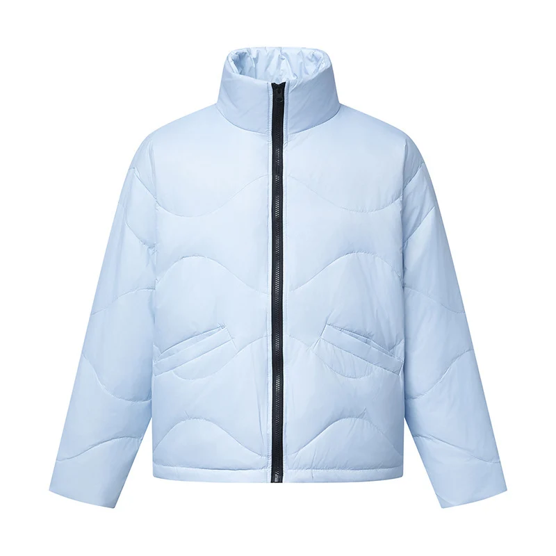 Damen Kurz geschnittene wattierte Steppjacke mit Wellensteppung und hohem Stehkragen Nord Taschen