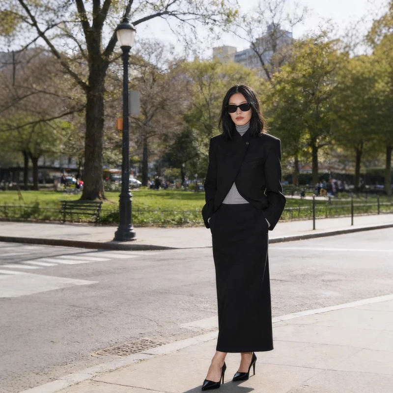Damen Strukturierter Kurzblazer im Minimalstil mit Stehkragen und verdeckter Knopfleiste Nord Taschen