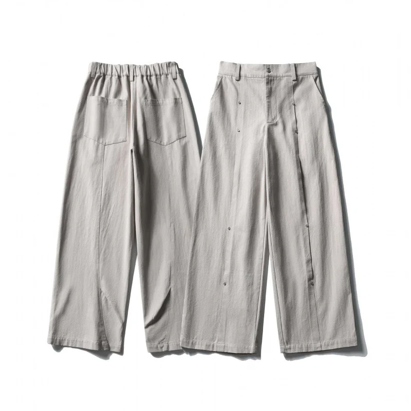 Damen Weite High‑Waist Culotte‑Hose aus strukturierter Baumwollmischung Nord Taschen