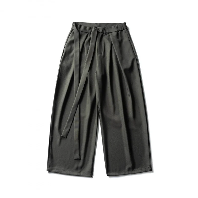 Damen Weite Culotte-Hose mit hoher Taille, Bundfalten und Bindegürtel Nord Taschen