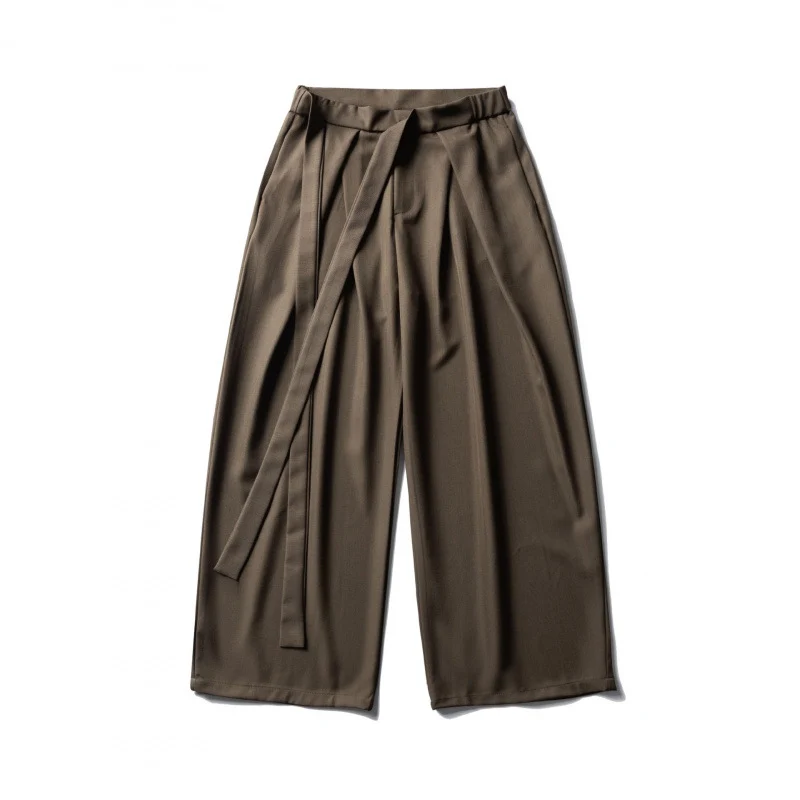 Damen Weite Culotte-Hose mit hoher Taille, Bundfalten und Bindegürtel Nord Taschen