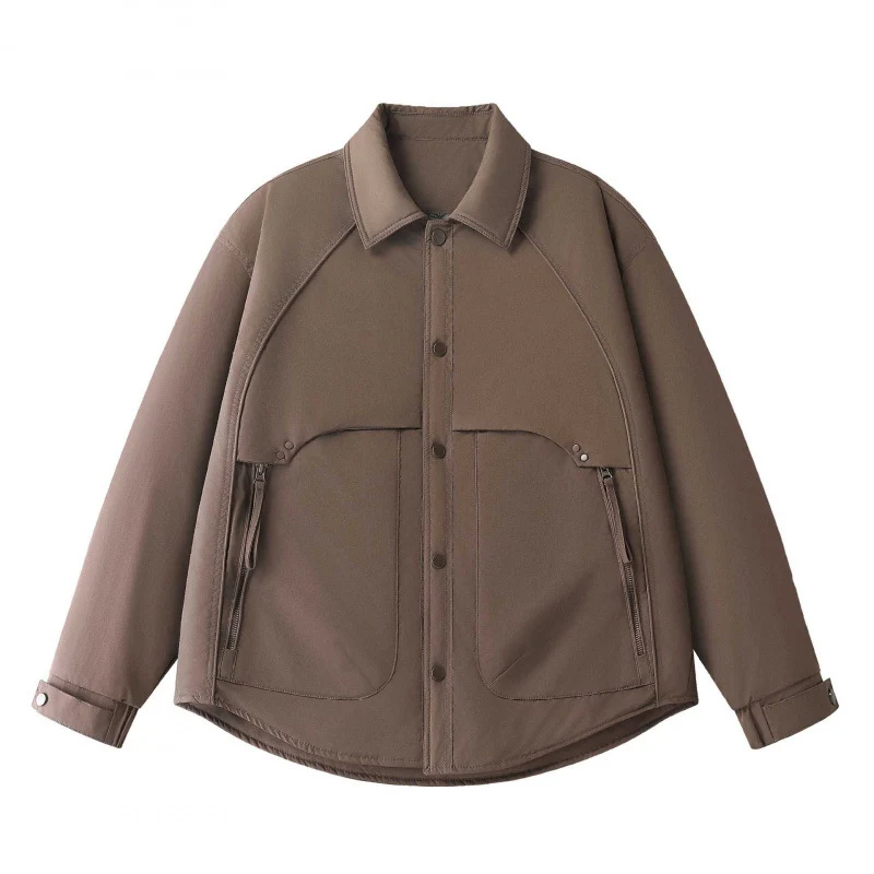 Herren Gepolsterte Hemdjacke mit abgerundetem Saum, Reißverschluss-Taschen und Druckknopf-Leiste Nord Taschen