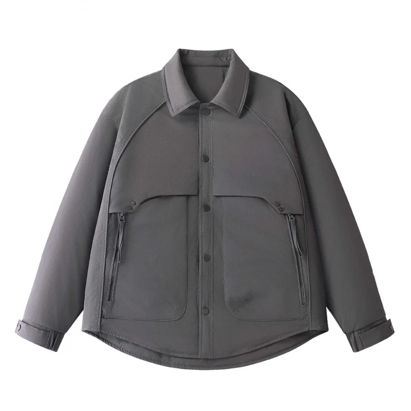 Herren Gepolsterte Hemdjacke mit abgerundetem Saum, Reißverschluss-Taschen und Druckknopf-Leiste Nord Taschen