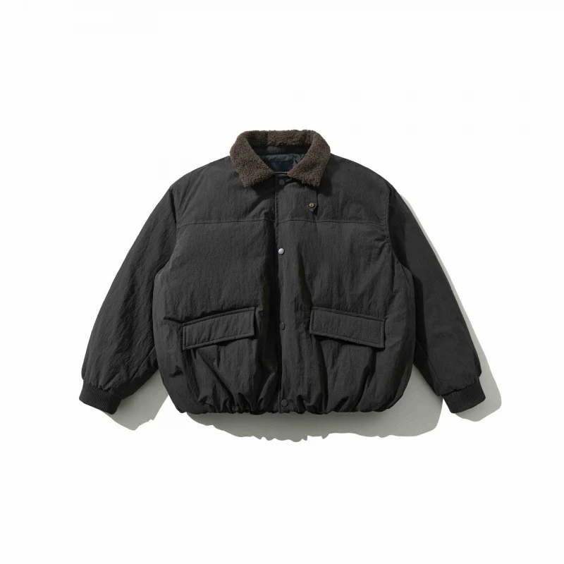 Herren Gepolsterte Bomberjacke mit Teddykragen, Pattentaschen und elastischem Saum Nord Taschen