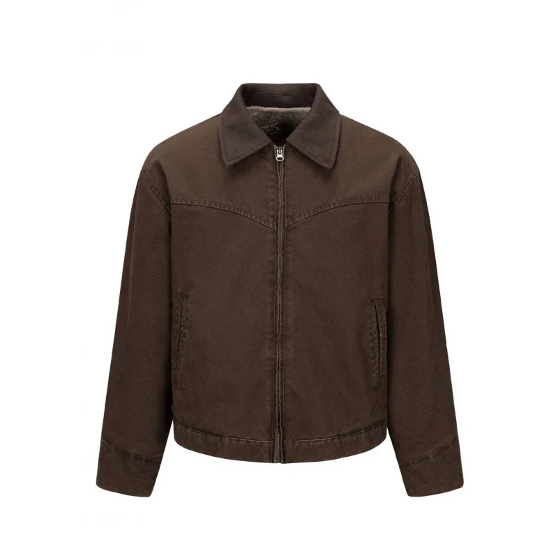 Herren Gefütterte Canvas-Blousonjacke mit Teddyfutter und Hemdkragen Nord Taschen