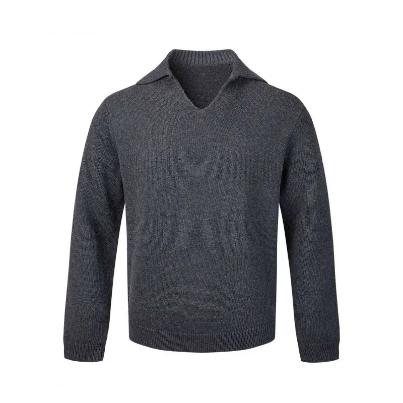 Herren Feinstrickpullover mit V-Ausschnitt und umgelegtem Hemdkragen Nord Taschen