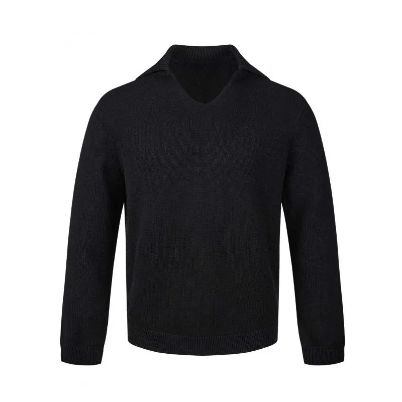 Herren Feinstrickpullover mit V-Ausschnitt und umgelegtem Hemdkragen Nord Taschen