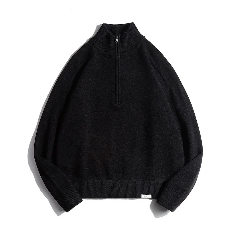 Herren Feinstrickpullover mit halbem Reißverschluss und Stehkragen Nord Taschen
