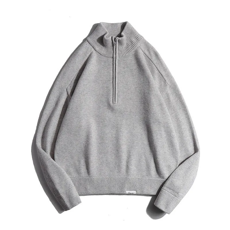 Herren Feinstrickpullover mit halbem Reißverschluss und Stehkragen Nord Taschen