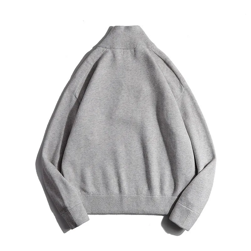 Herren Feinstrickpullover mit halbem Reißverschluss und Stehkragen Nord Taschen