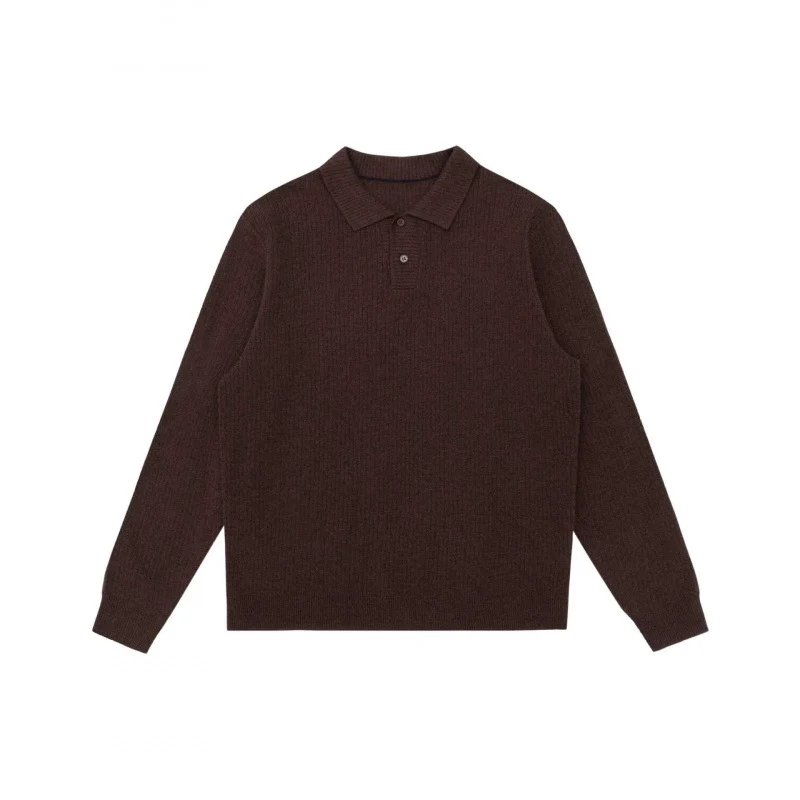 Herren Feinstrick-Poloshirt mit Rippenstruktur, Langarm und klassischem Hemdkragen Nord Taschen