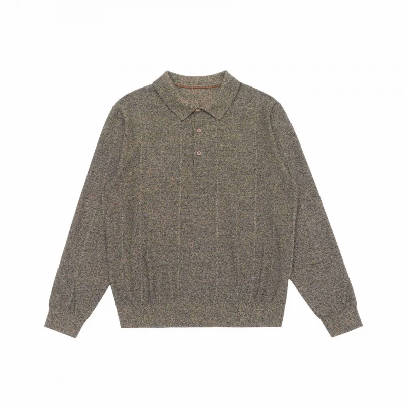 Herren Feinstrick-Poloshirt mit Henley-Knopfleiste, Rippbündchen und leicht kastigem Schnitt Nord Taschen