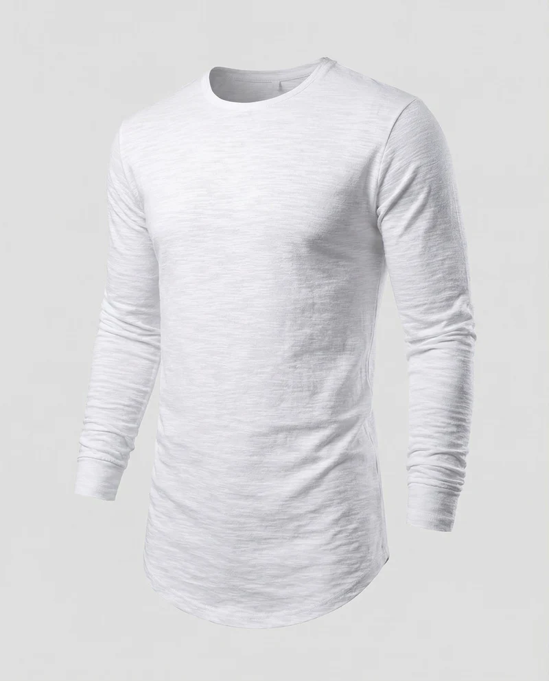 Herren langärmeliges Longshirt mit Rundsaum