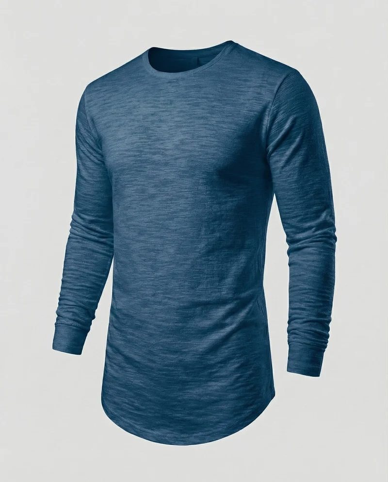 Herren langärmeliges Longshirt mit Rundsaum