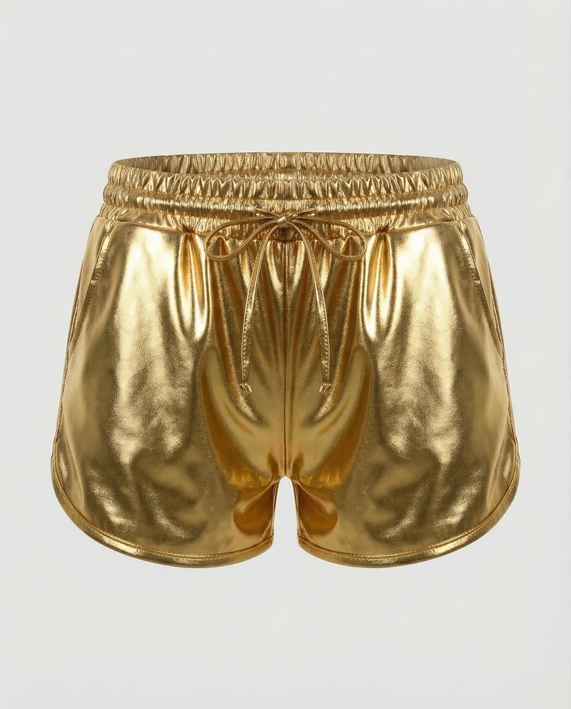 Damen Extravagante Lackoptik Kunstleder Lackoptik-Shorts