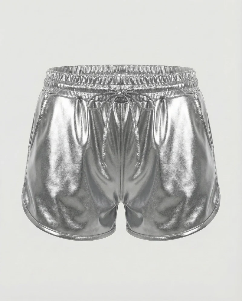Damen Extravagante Lackoptik Kunstleder Lackoptik-Shorts