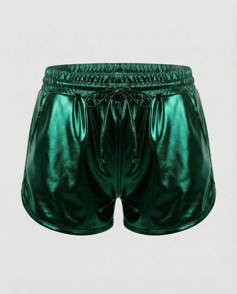 Damen Extravagante Lackoptik Kunstleder Lackoptik-Shorts