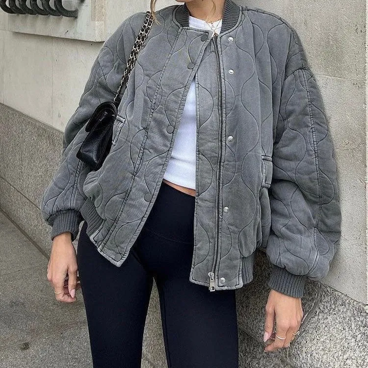 Damen Gesteppte Oversized Bomberjacke Avellé