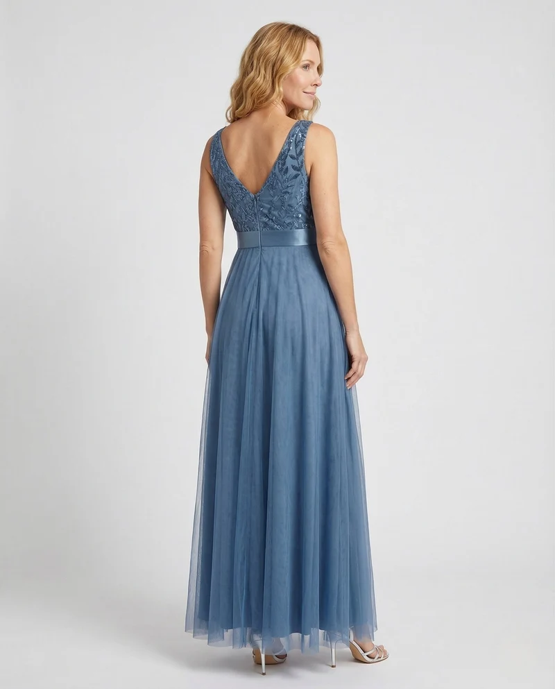 Damen Ballkleid Tüllrock Besticktes Bustier