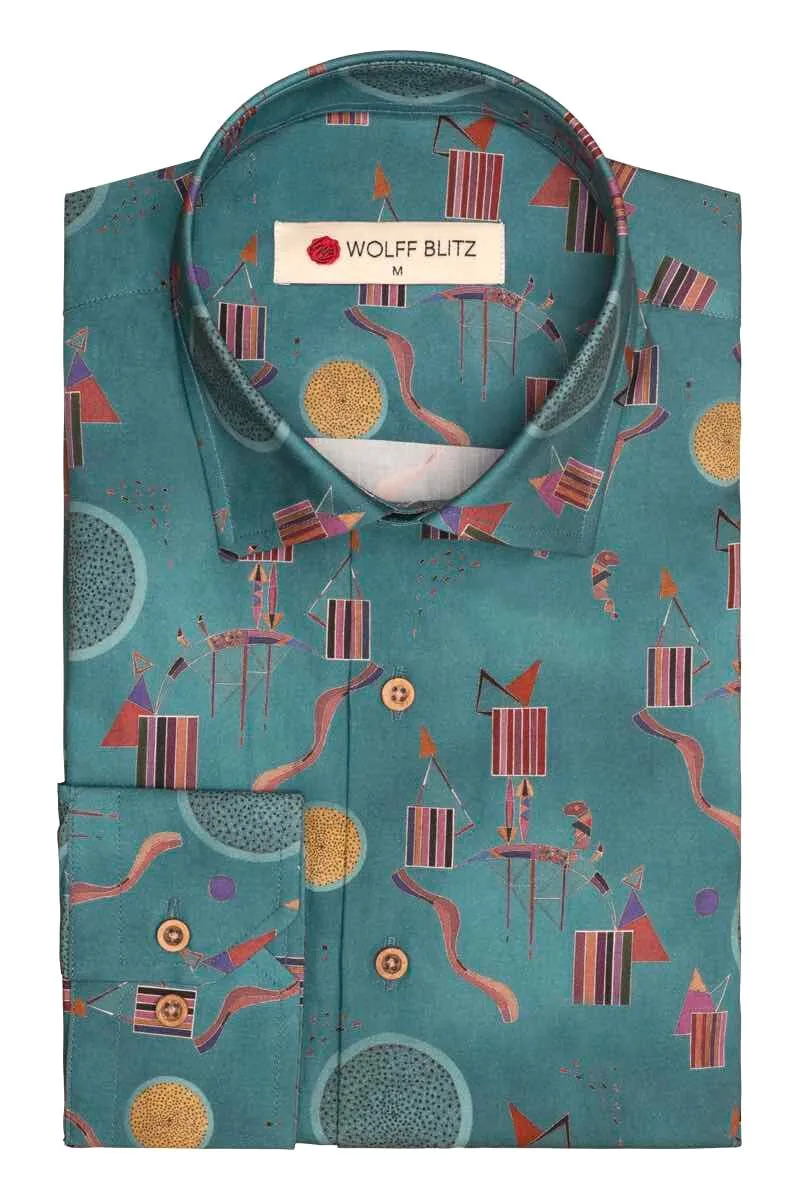 An Intimate Party Kandinsky Inspired Print Long Sleeve Shirt for Men