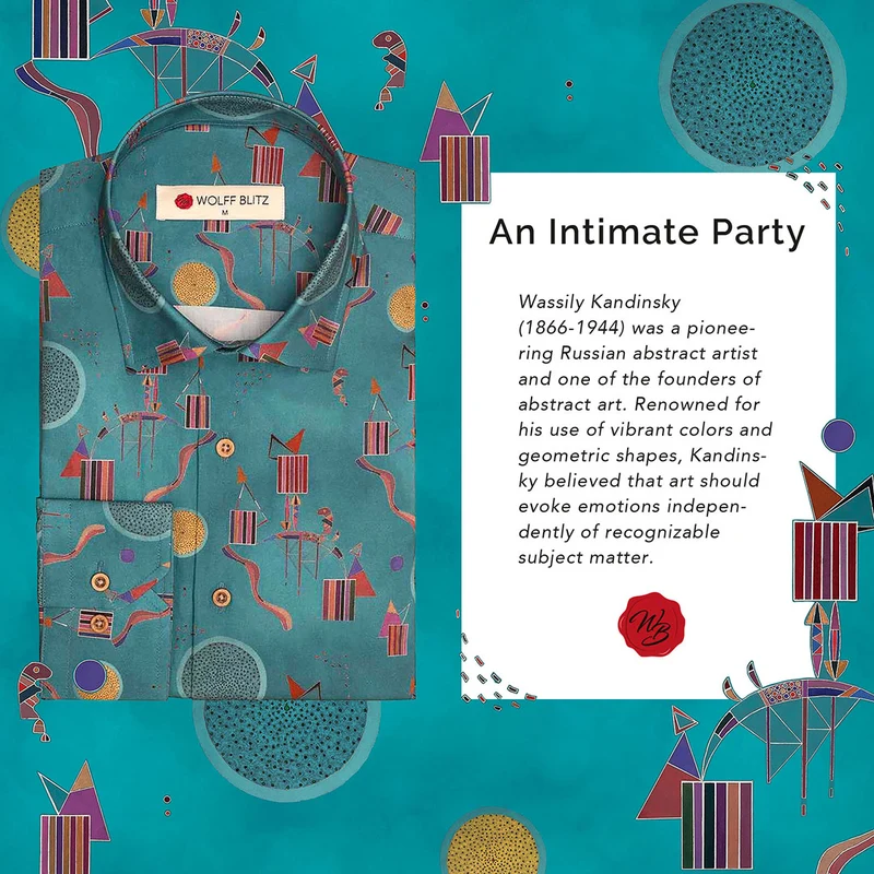 An Intimate Party Kandinsky Inspired Print Long Sleeve Shirt for Men