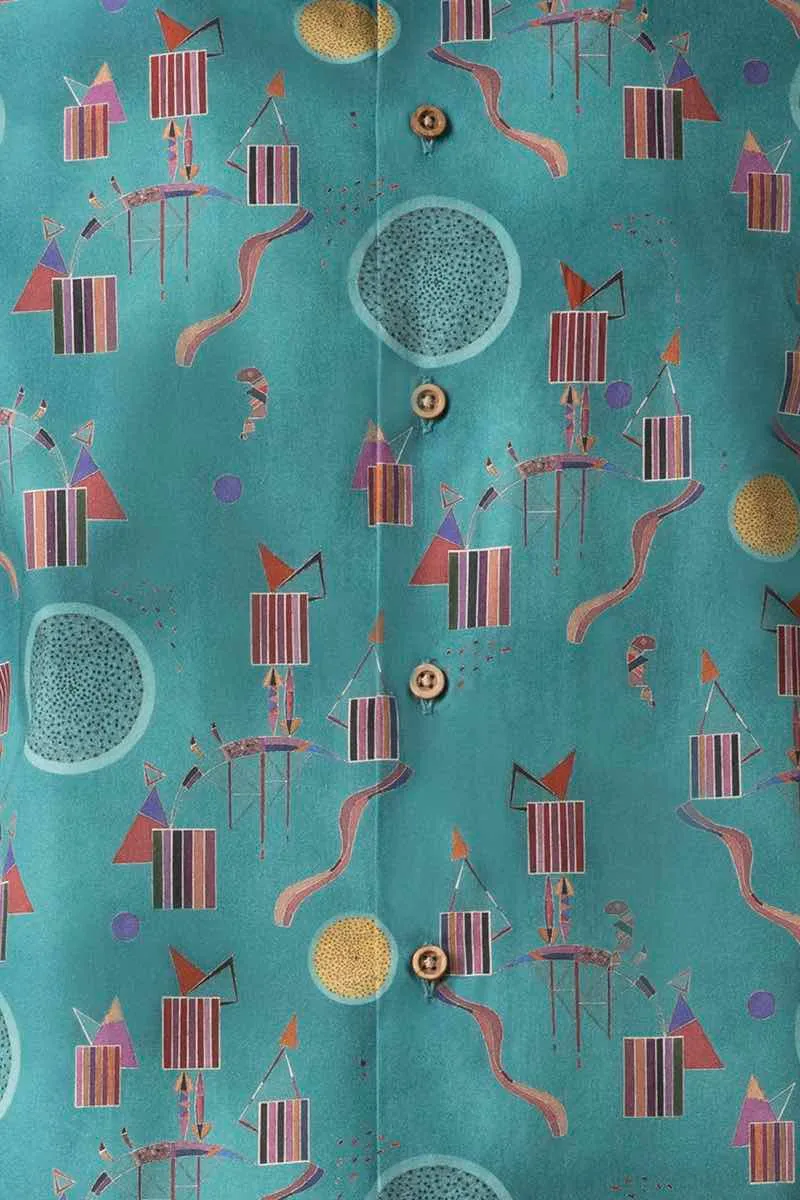 An Intimate Party Kandinsky Inspired Print Long Sleeve Shirt for Men