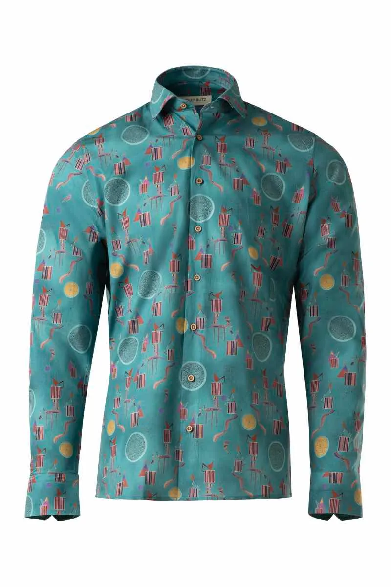 An Intimate Party Kandinsky Inspired Print Long Sleeve Shirt for Men