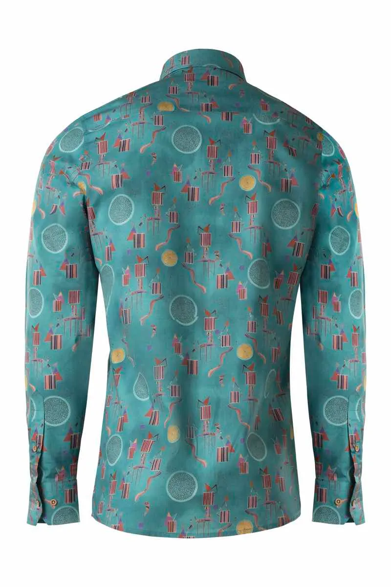 An Intimate Party Kandinsky Inspired Print Long Sleeve Shirt for Men
