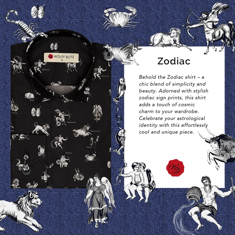 Zodiac Print Long Sleeve Shirt for Men