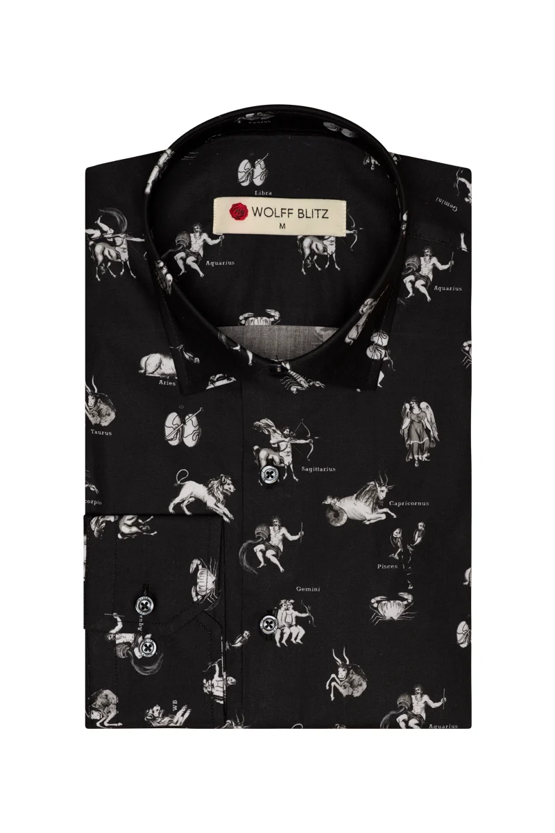 Zodiac Print Long Sleeve Shirt for Men