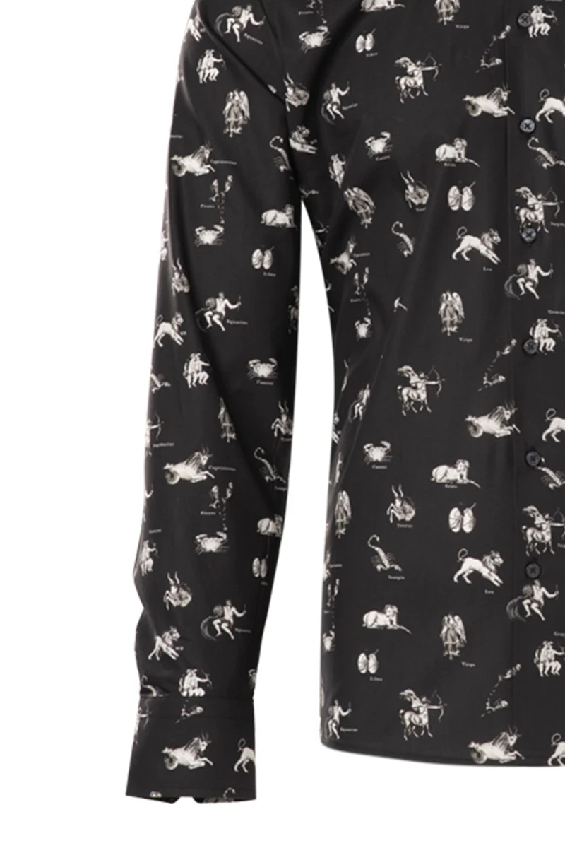 Zodiac Print Long Sleeve Shirt for Men
