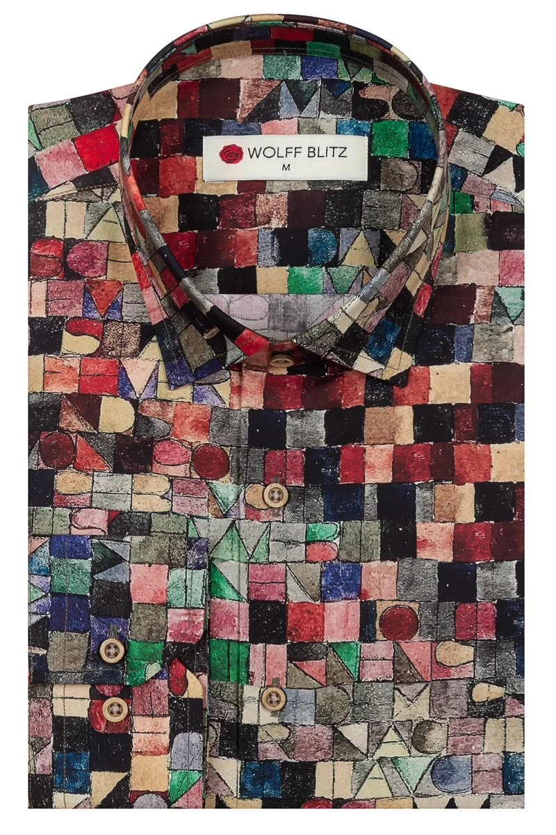Gray of Night P. Klee Print Long Sleeve Shirt for Men