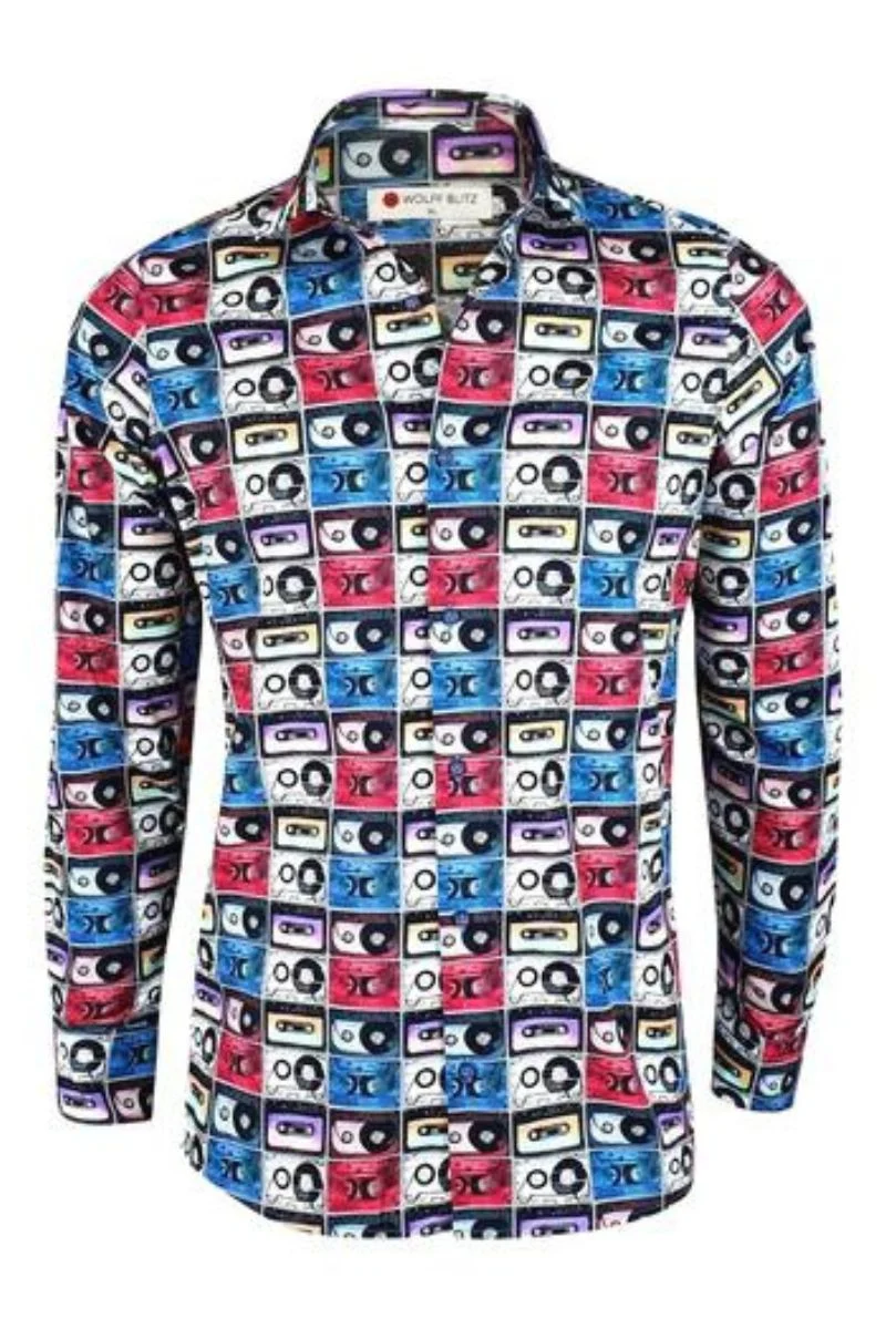 Cassette Printed Long Sleeve Men's Shirt