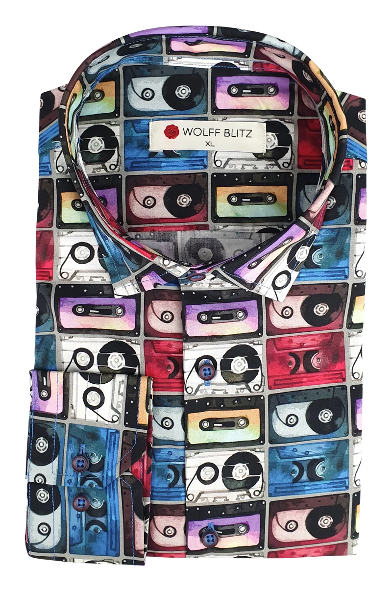 Cassette Printed Long Sleeve Men's Shirt