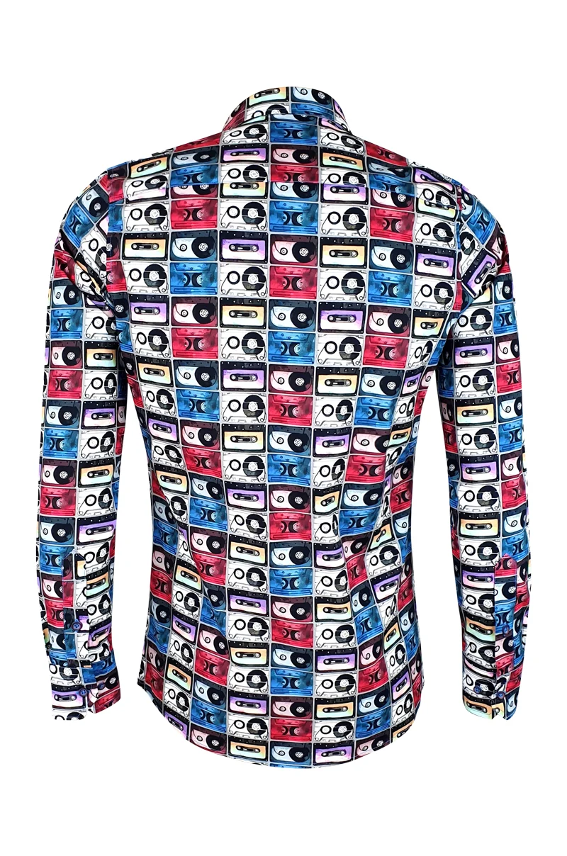 Cassette Printed Long Sleeve Men's Shirt