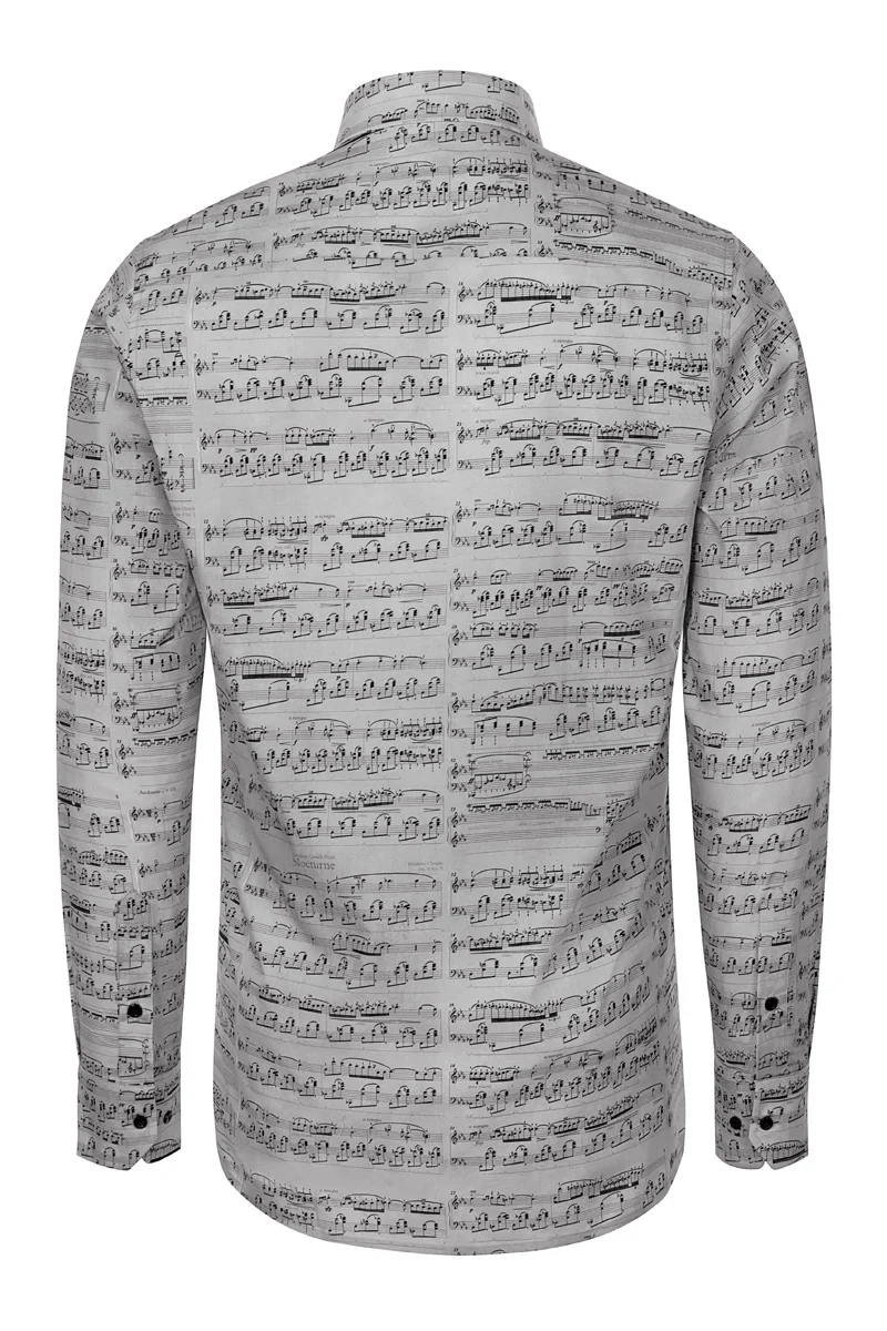 Chopin Notes Print Long Sleeve Shirt for Men