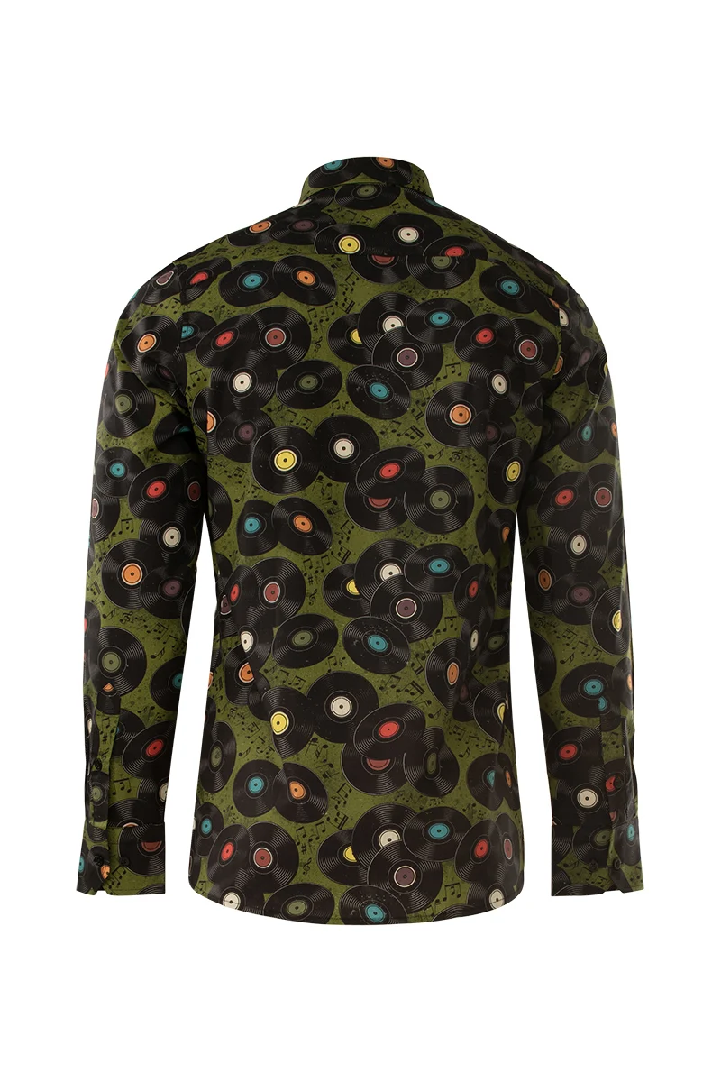 Love Vinyl Print Long Sleeve Shirt for Men
