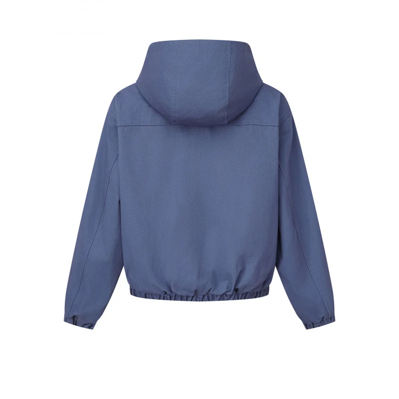 Damen Kurz geschnittene Kapuzen-Blousonjacke mit strukturiertem Gewebe, Pattentaschen und elastischem Saum Nord Taschen