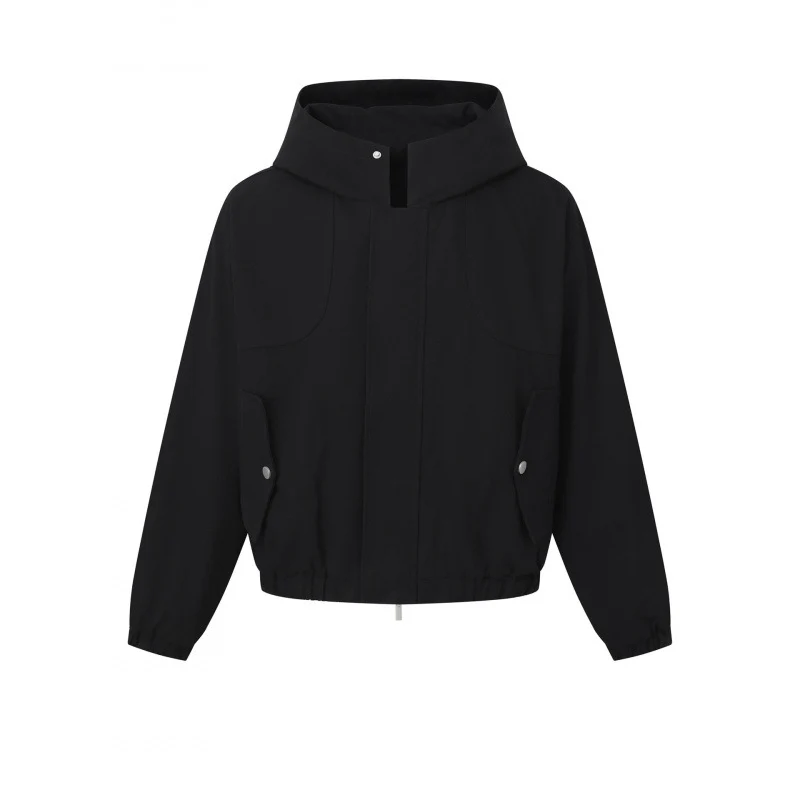 Damen Kurz geschnittene Kapuzen-Blousonjacke mit strukturiertem Gewebe, Pattentaschen und elastischem Saum Nord Taschen