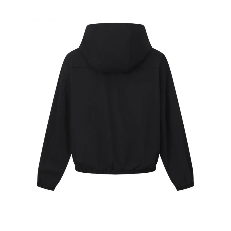 Damen Kurz geschnittene Kapuzen-Blousonjacke mit strukturiertem Gewebe, Pattentaschen und elastischem Saum Nord Taschen