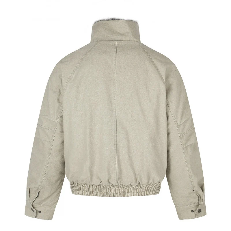 Damen Kurz geschnittene Cord‑Optik Blousonjacke mit Kunstfellfutter und hohem Stehkragen Nord Taschen