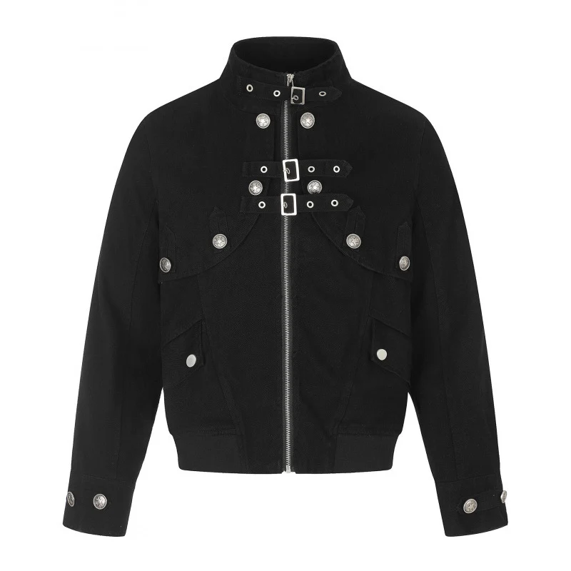 Damen Kurz geschnittene Bomberjacke mit hohem Stehkragen, Zierriemen und Pattentaschen Nord Taschen