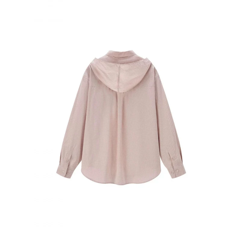 Damen Karo-Hemd mit angenähter Halstuch-Detail und legerer Oversize-Silhouette Nord Taschen