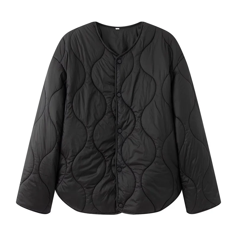 Damen Steppjacke mit Oversize‑Schnitt, Rundhals und geschwungenem Saum Nord Taschen