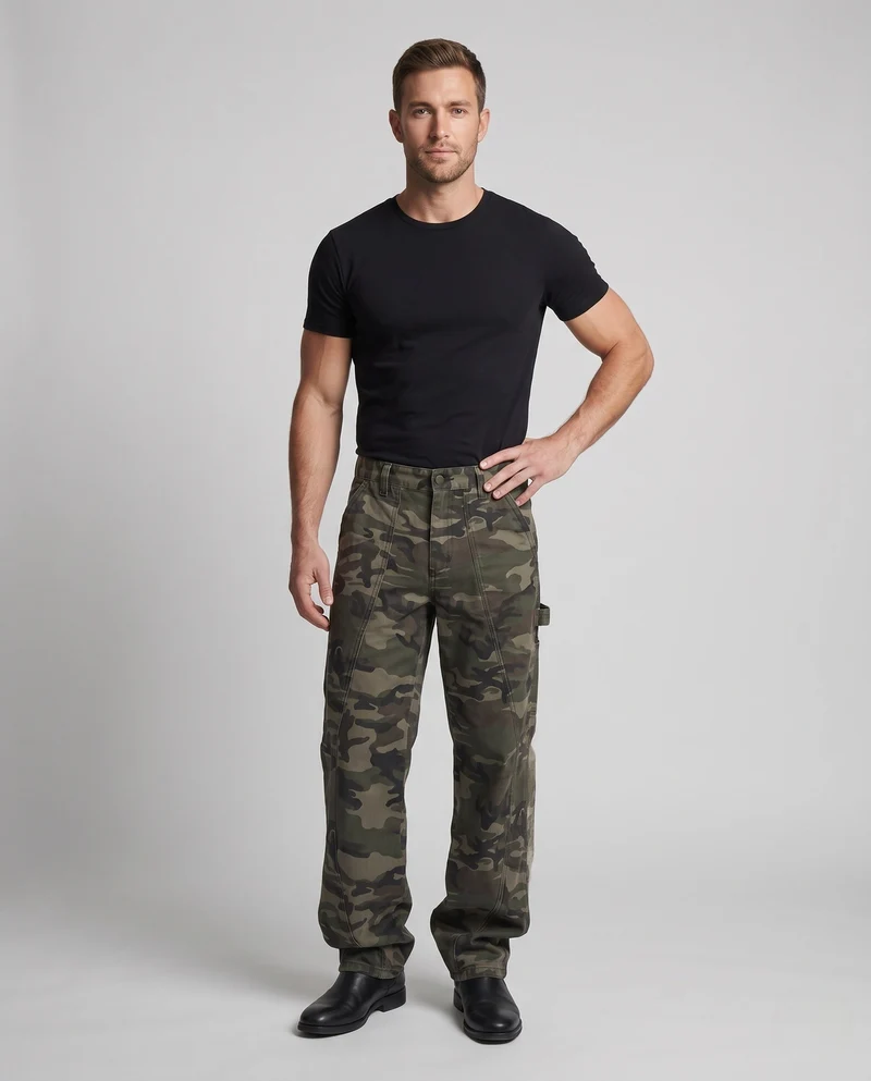 Stylische Herren Cargo-Hosen mit Camouflage-Muster Nord Taschen
